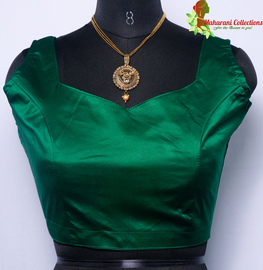 Maharani's Satin Silk Sleeveless Blouse - Green