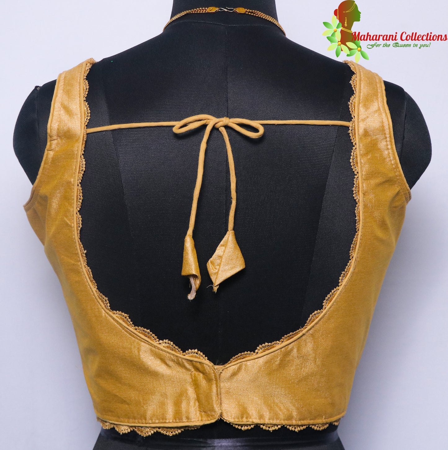 Maharani's Linen Silk Lace Blouse - Golden