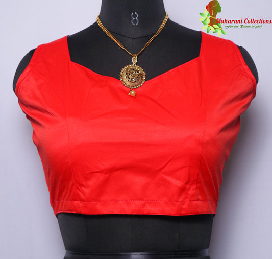 Maharani's Satin Silk Sleeveless Blouse - Red