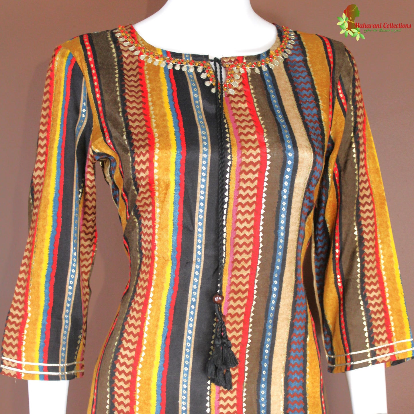 Maharani's Sharara Suit - Soft Silk - Black Multicolor (S, M, XL)