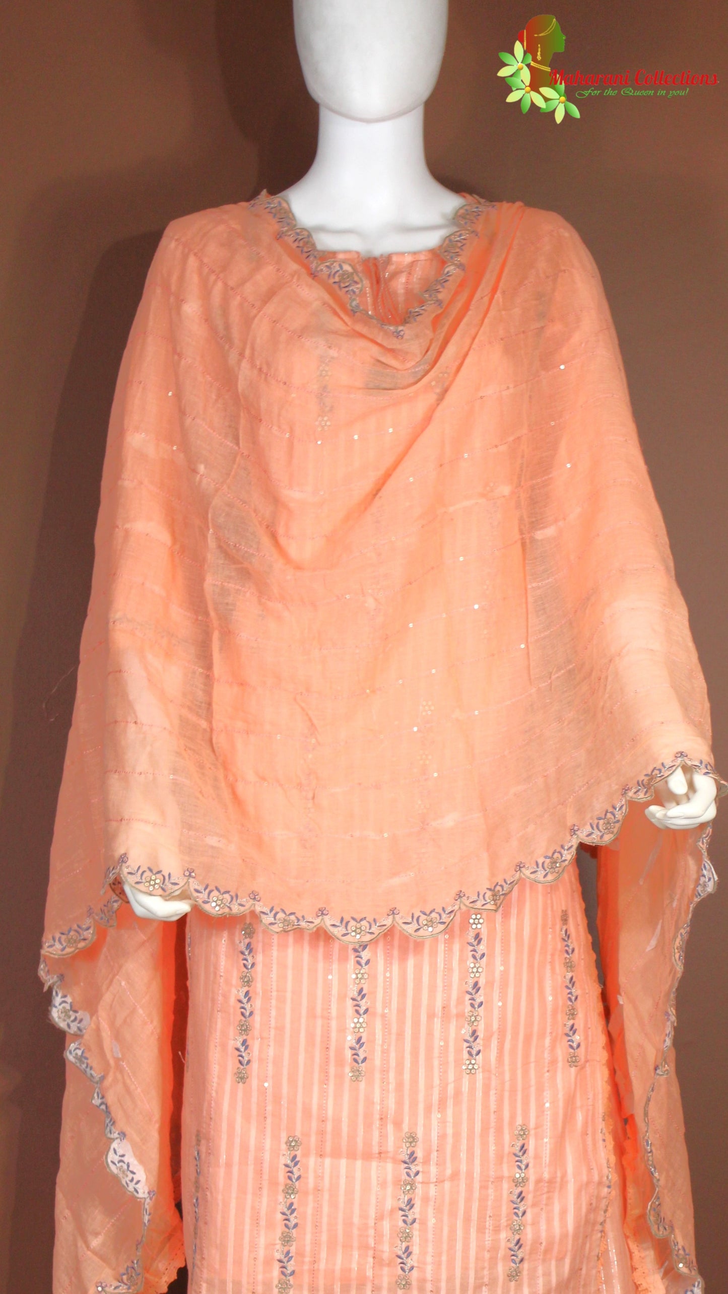 Maharani's Pant Suit - Soft Cotton - Peach (S, M, L)