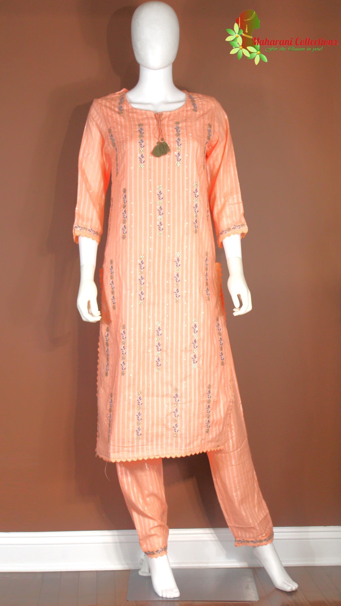 Maharani's Pant Suit - Soft Cotton - Peach (S, M, L)