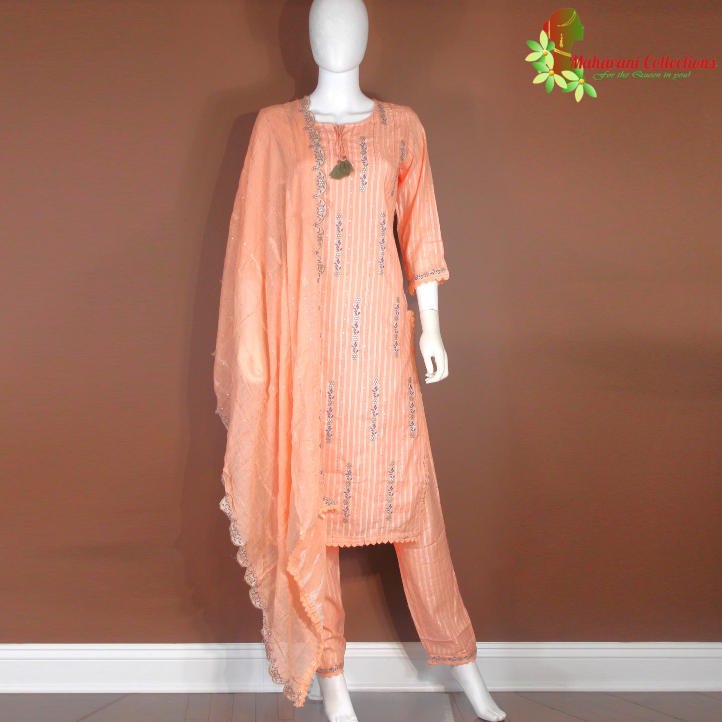 Maharani's Pant Suit - Soft Cotton - Peach (S, M, L)