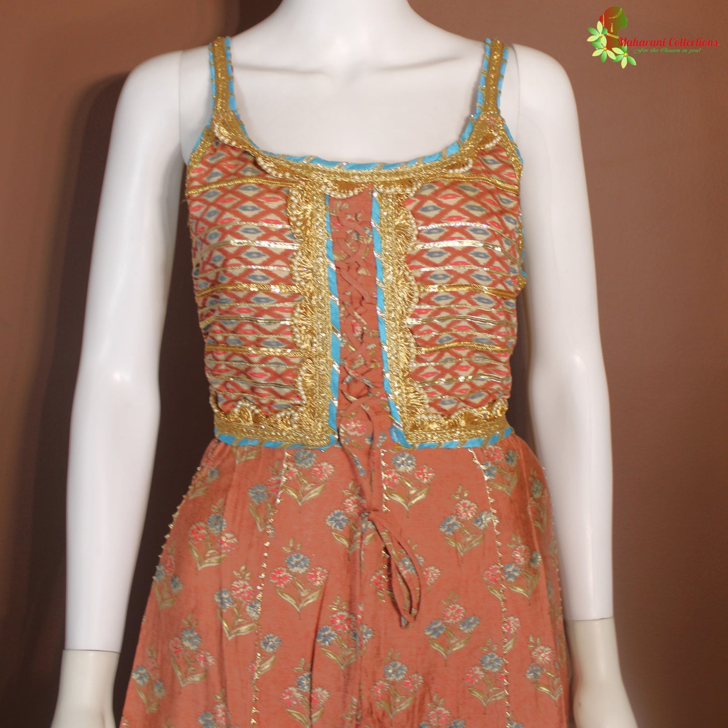 Maharani's Sharara Suit - Muslin Silk - Peach (S, M, L, XL)