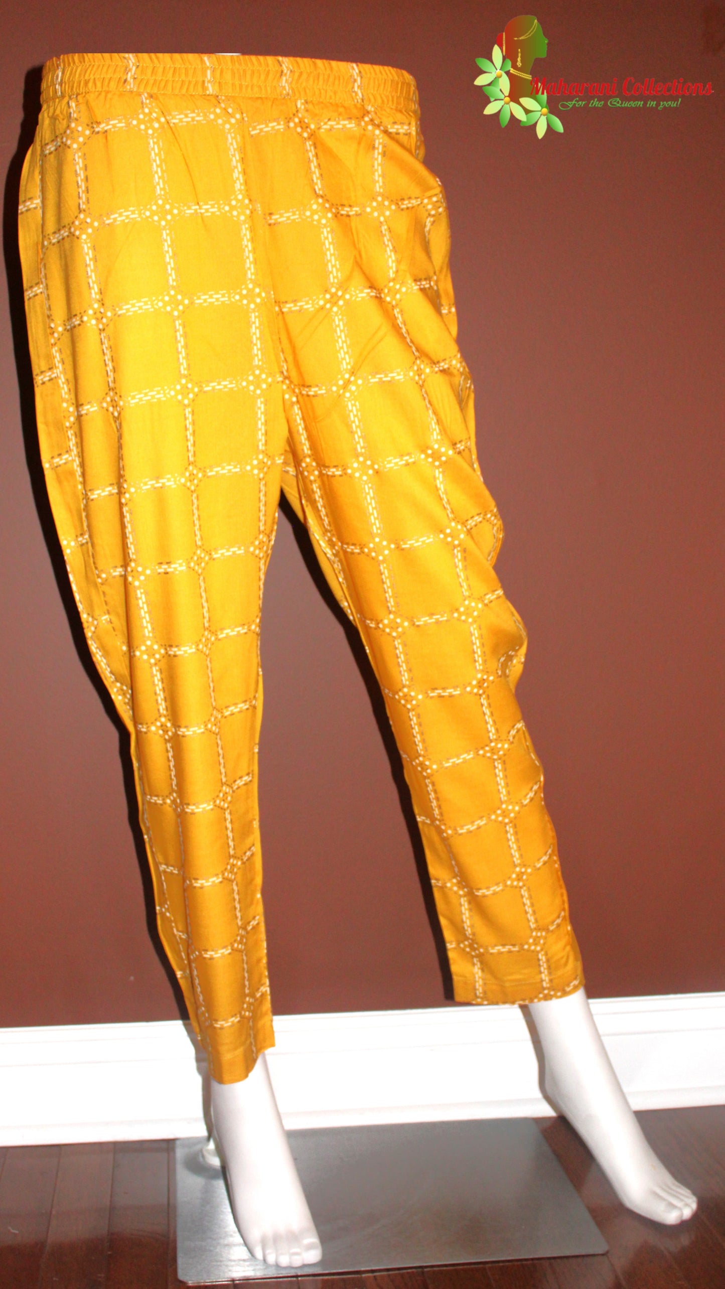 Maharani's Pant suit - Muslin Silk - Yellow (S, XL)