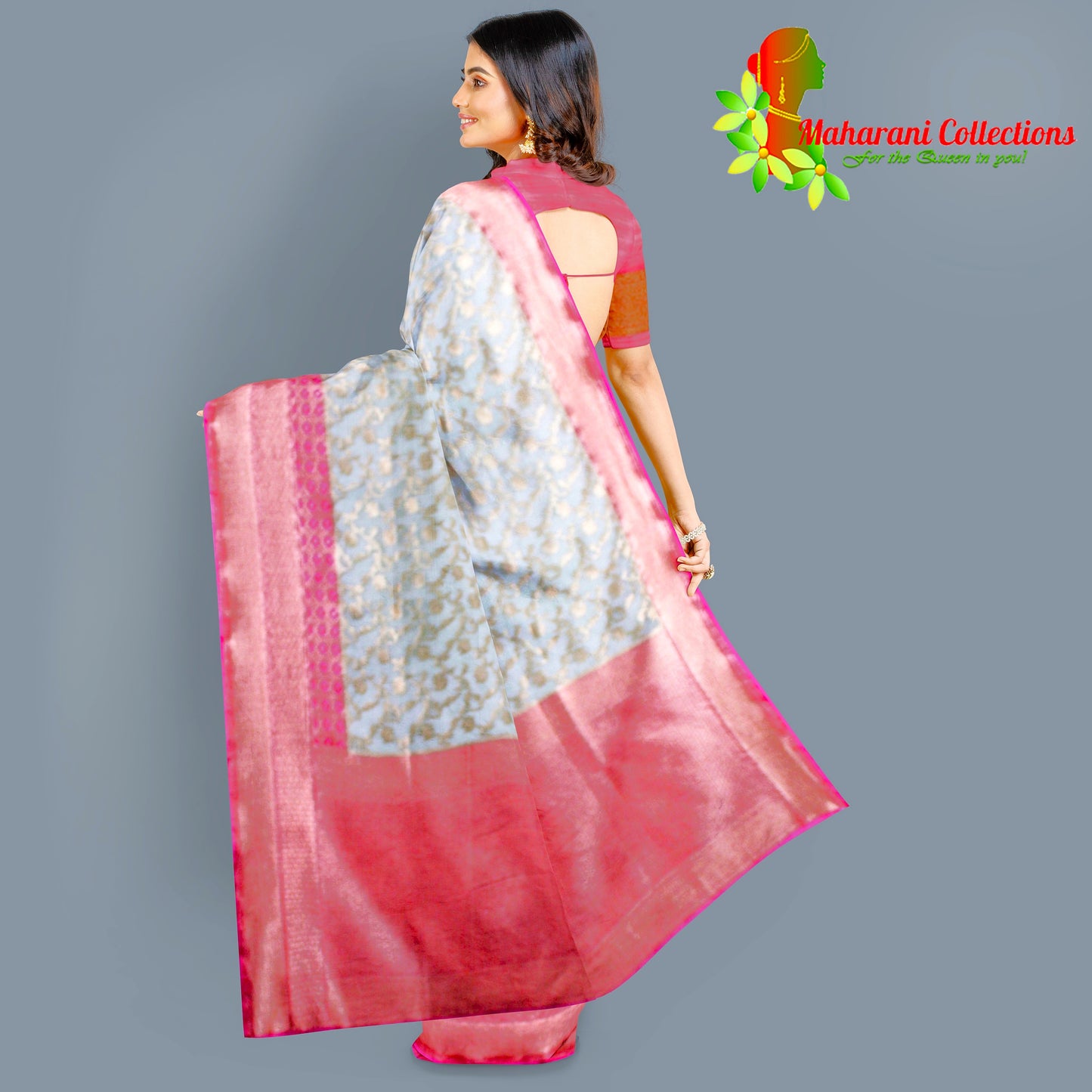 Maharani's Pure Banarasi Silk Saree - Moss Green (with Stitched Blouse and Petticoat)