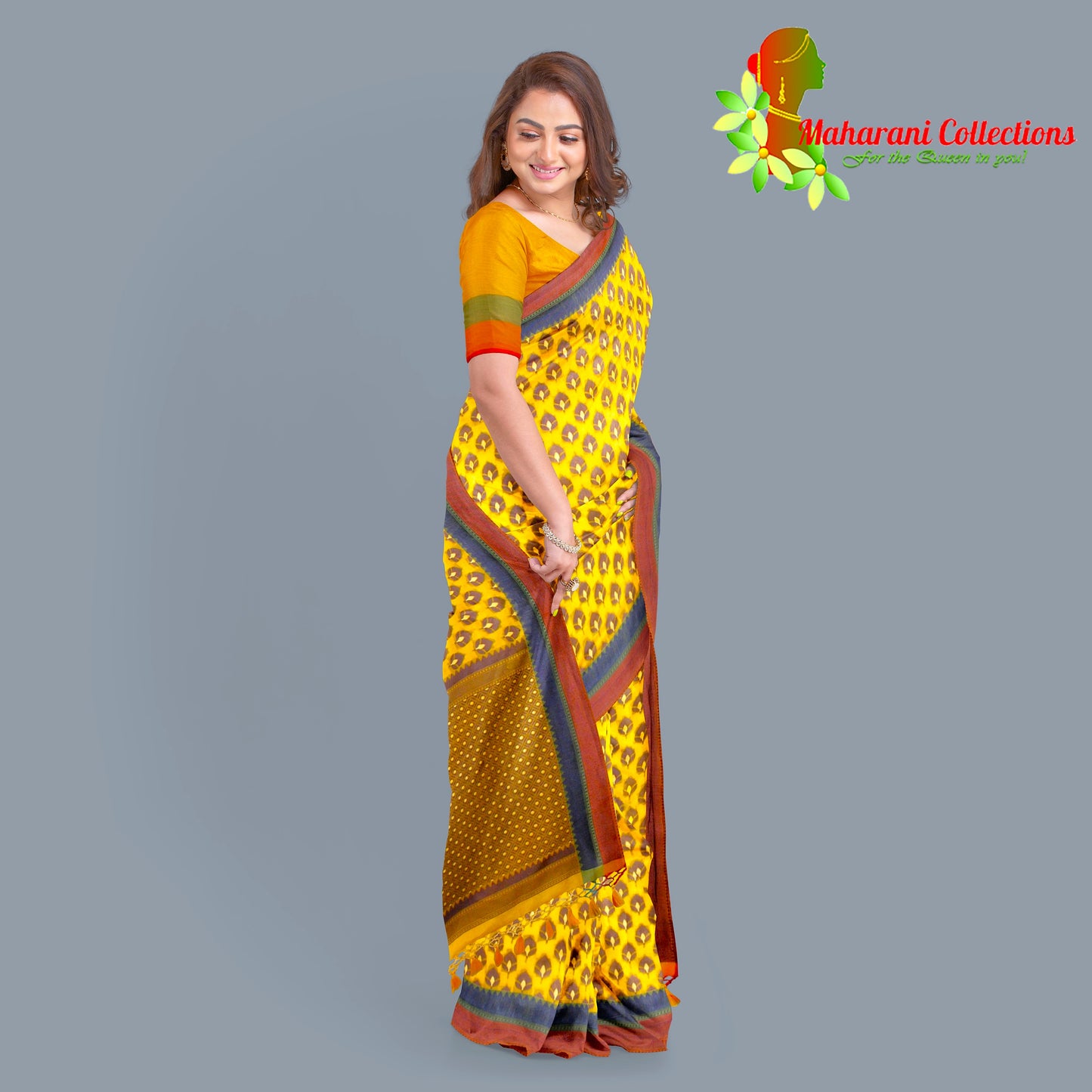 Maharani's Pure Banarasi Silk Saree - Mustard Yellow (with Stitched Blouse and Petticoat)