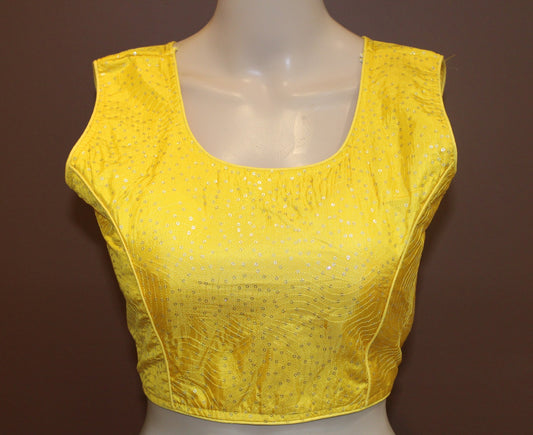 Maharani's Banarasi Silk Designer Blouse - Yellow