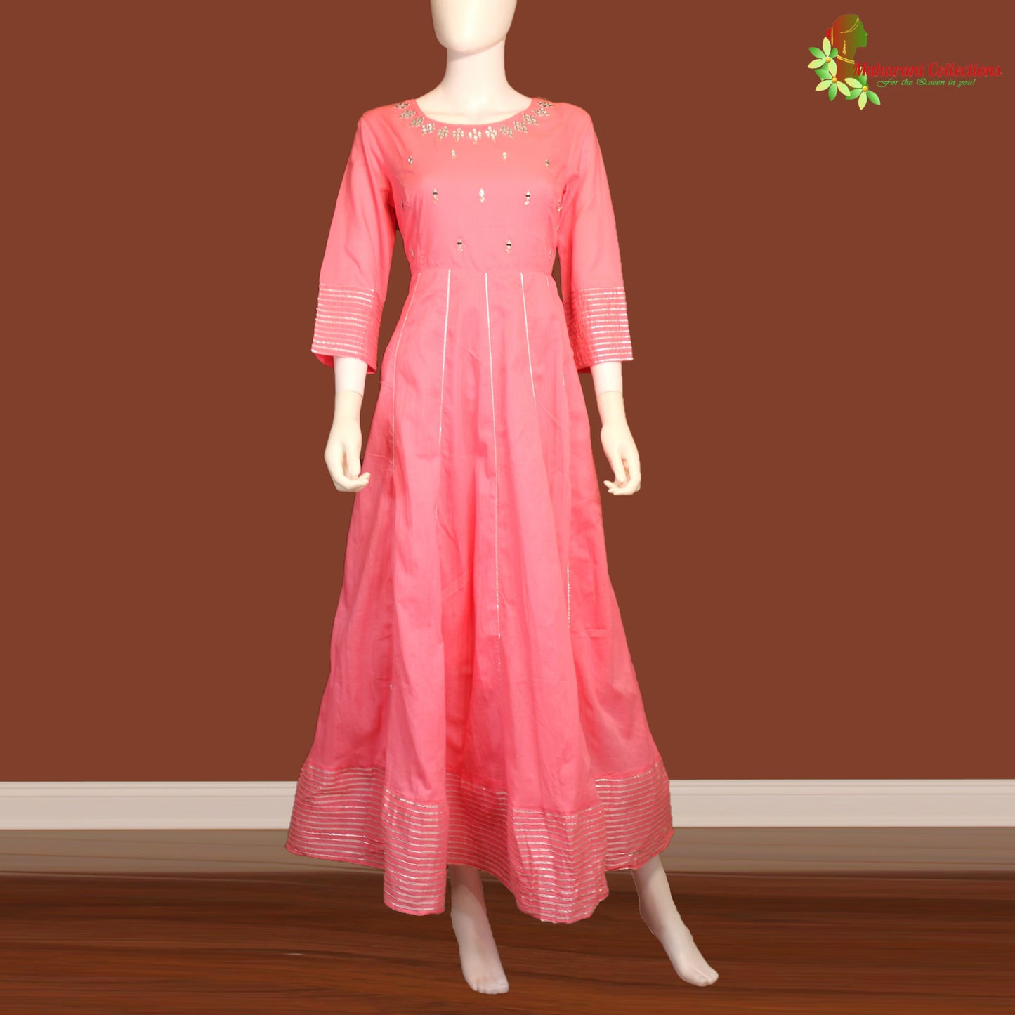 Maharani's Long Dress - Soft Cotton - Peach (S)