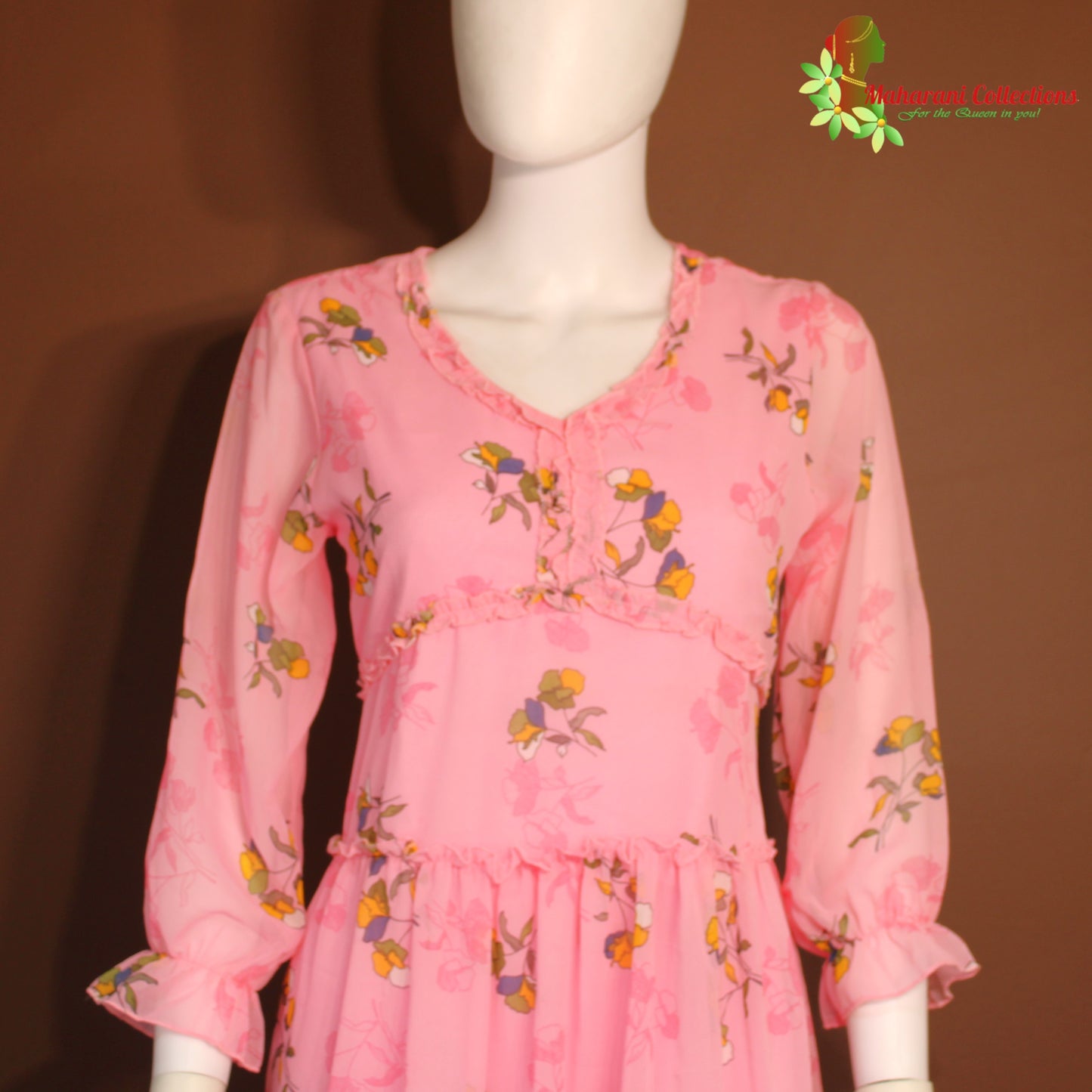 Maharani's Short Dress - Georgette - Pink (S)