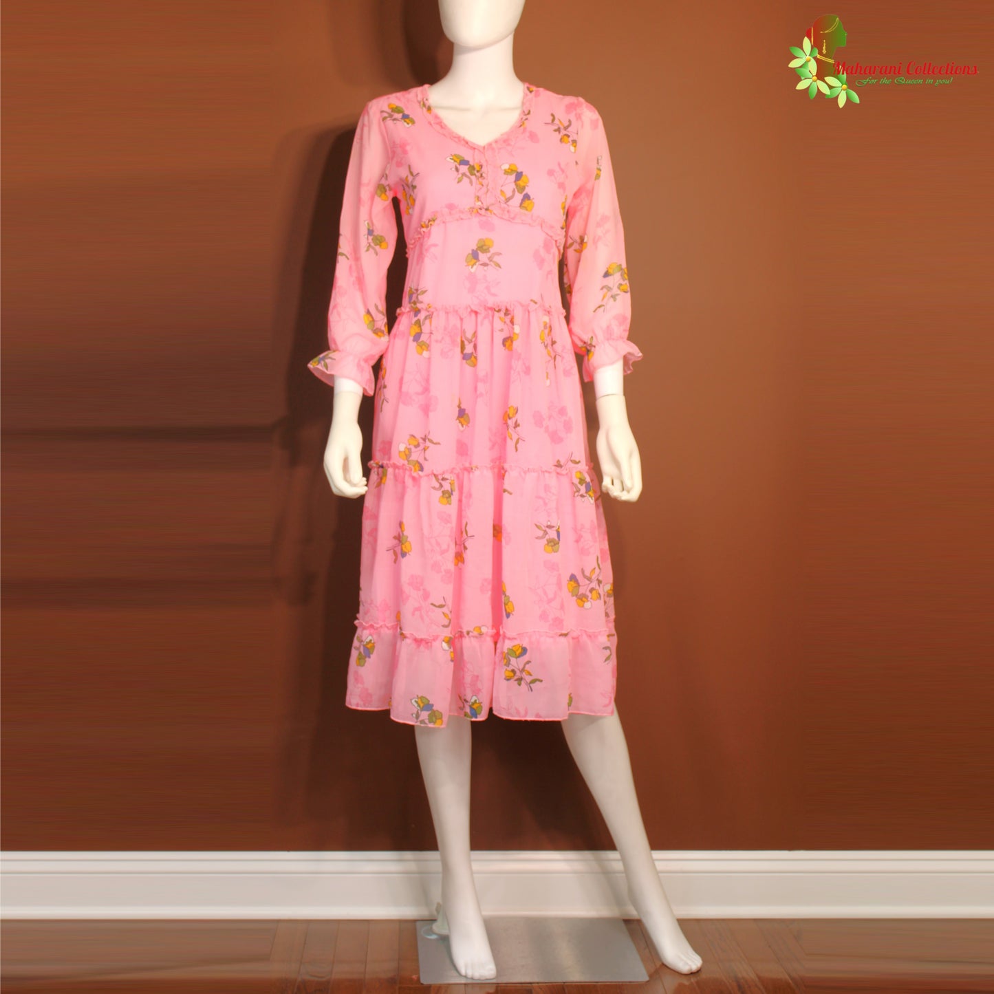 Maharani's Short Dress - Georgette - Pink (S)