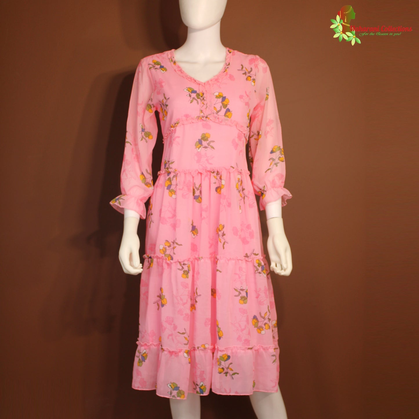 Maharani's Short Dress - Georgette - Pink (S)