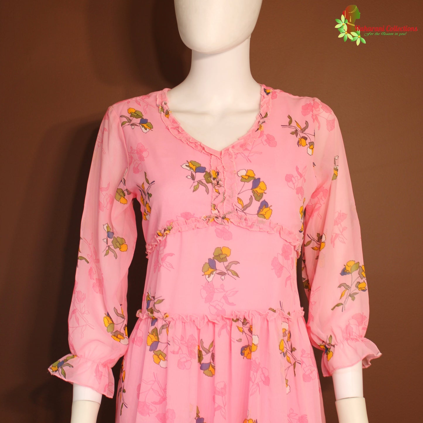 Maharani's Short Dress - Georgette - Pink (S)