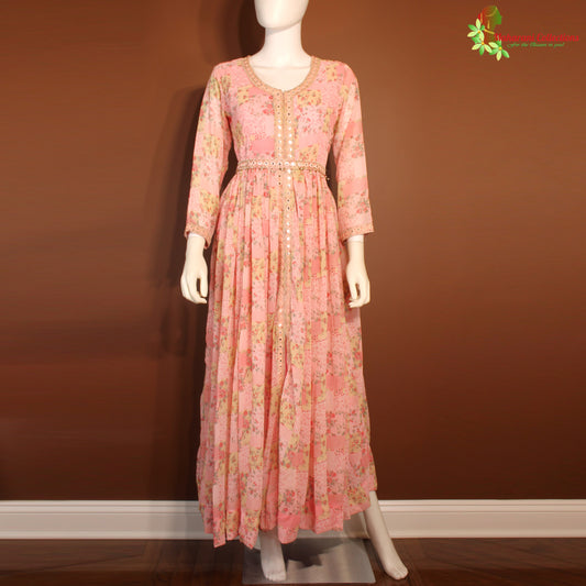 Maharani's Long Dress - Chiffon - Pink (S)