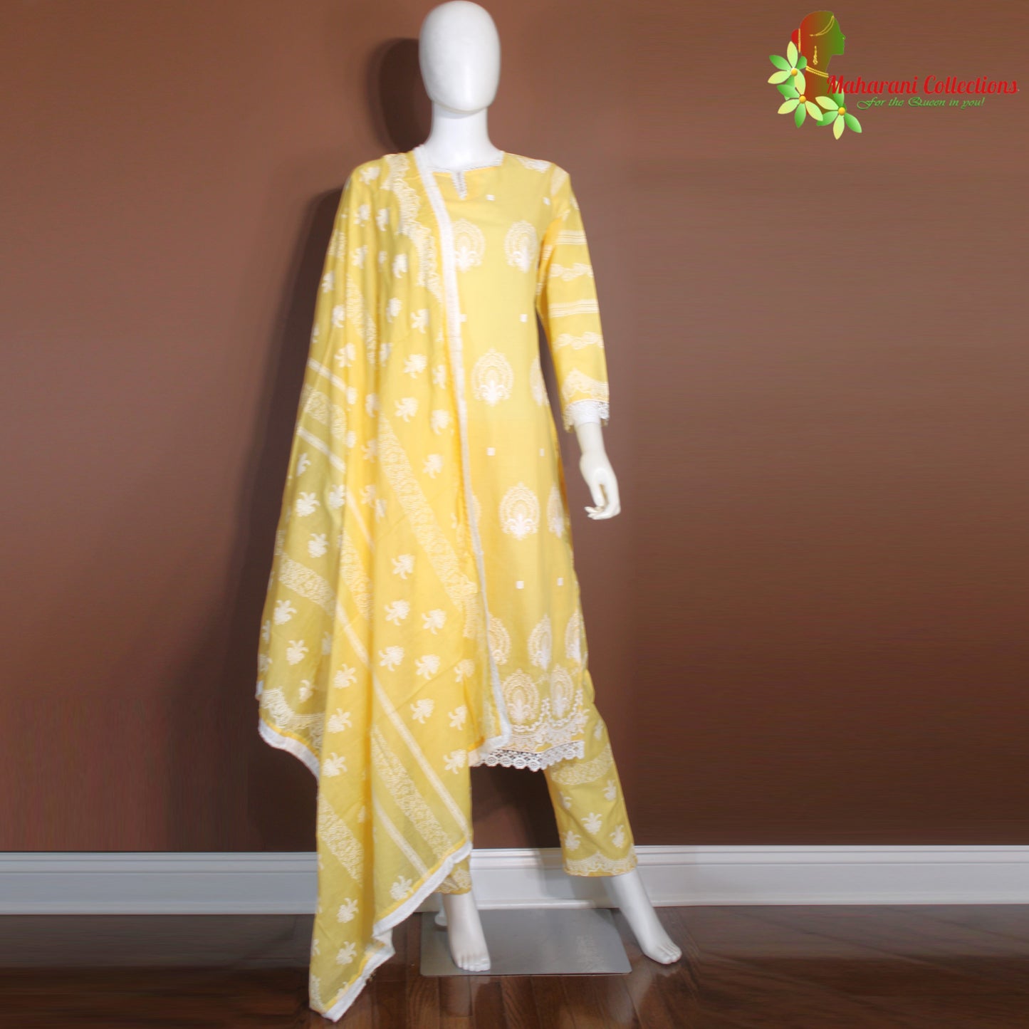 Maharani's Pant Suit - Soft Cotton - Yellow (S, M)