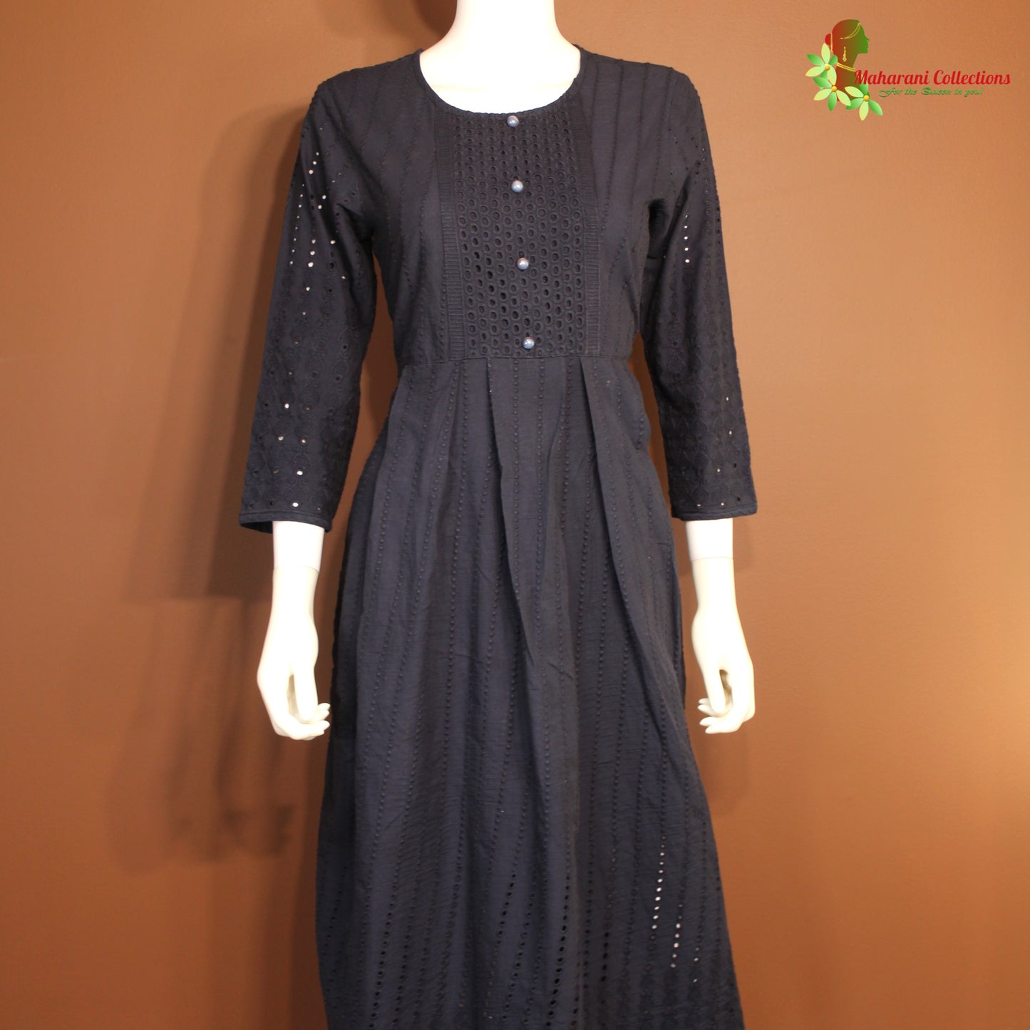 Maharani's Long Dress - Pure Cotton - Black (M)