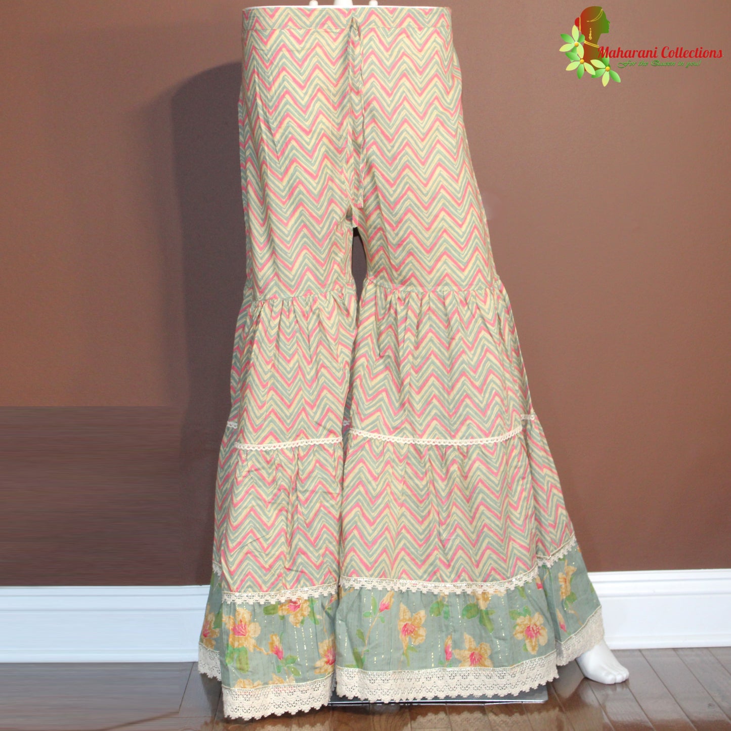 Maharani's Sharara Suit - Soft Cotton- Pista Green (S, M, L)