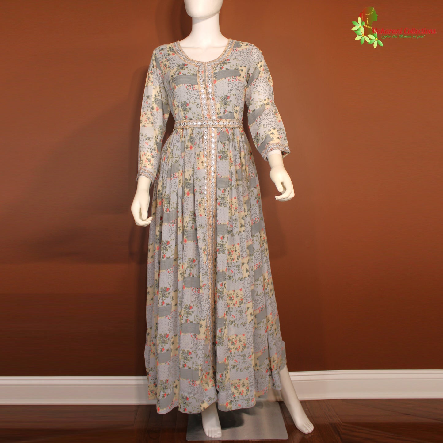 Maharani's Long Dress - Chiffon - Grey (M)