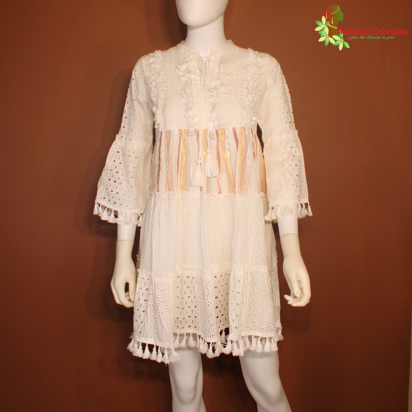 Maharani's Short Dress - Soft cotton - White (M)