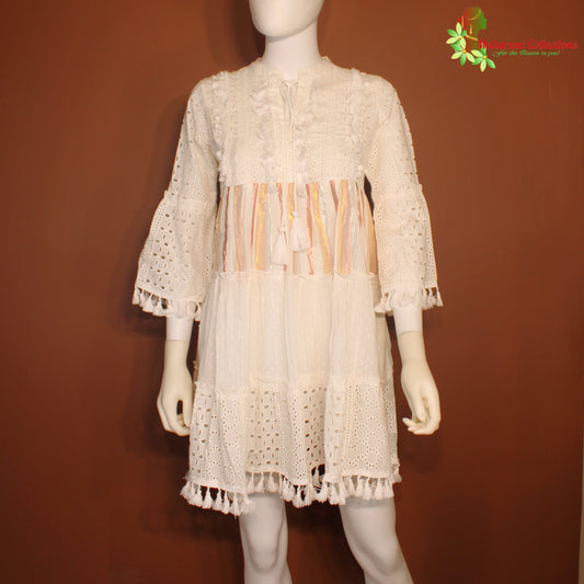 Maharani's Short Dress - Soft cotton - White (XS)