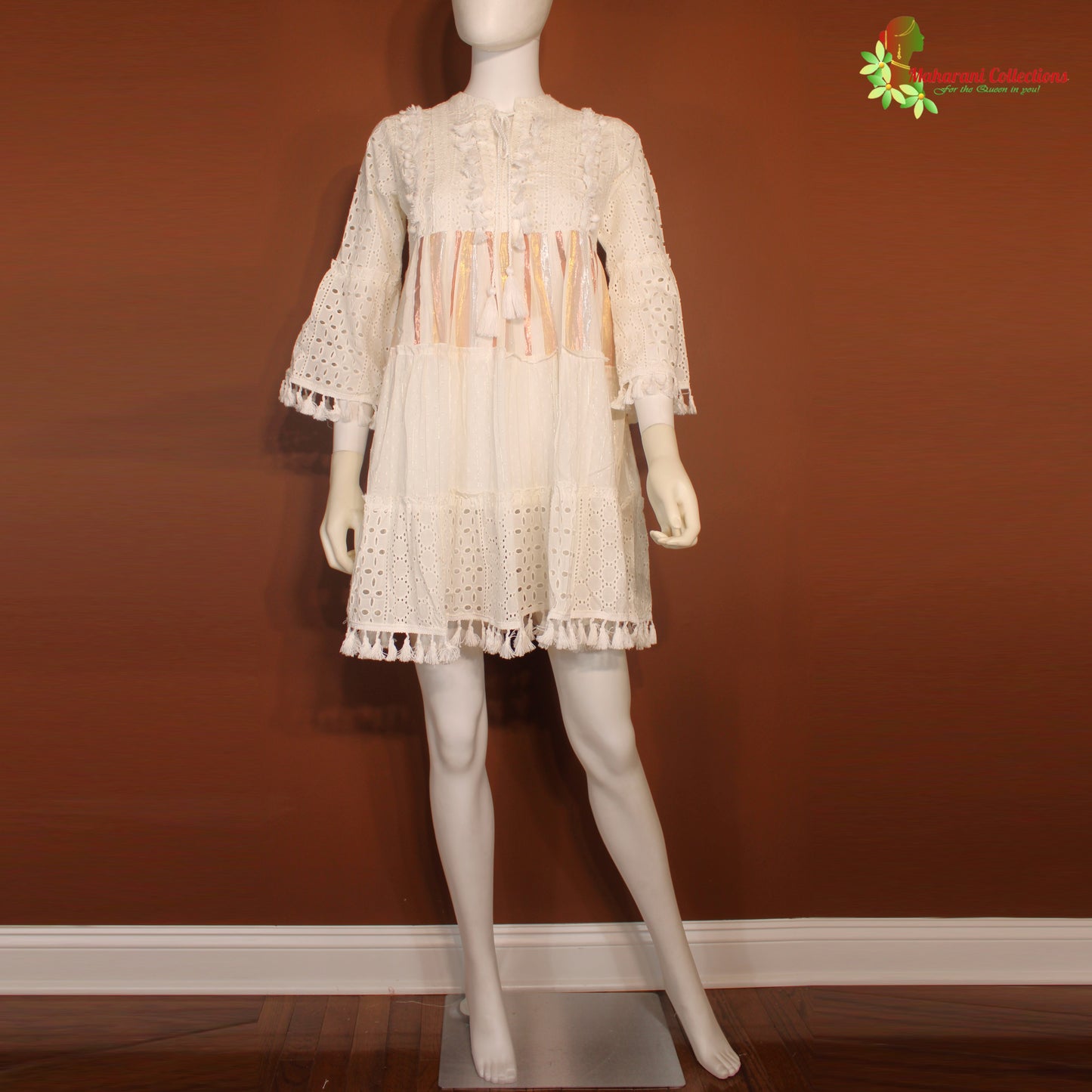 Maharani's Short Dress - Soft cotton - White (XS)