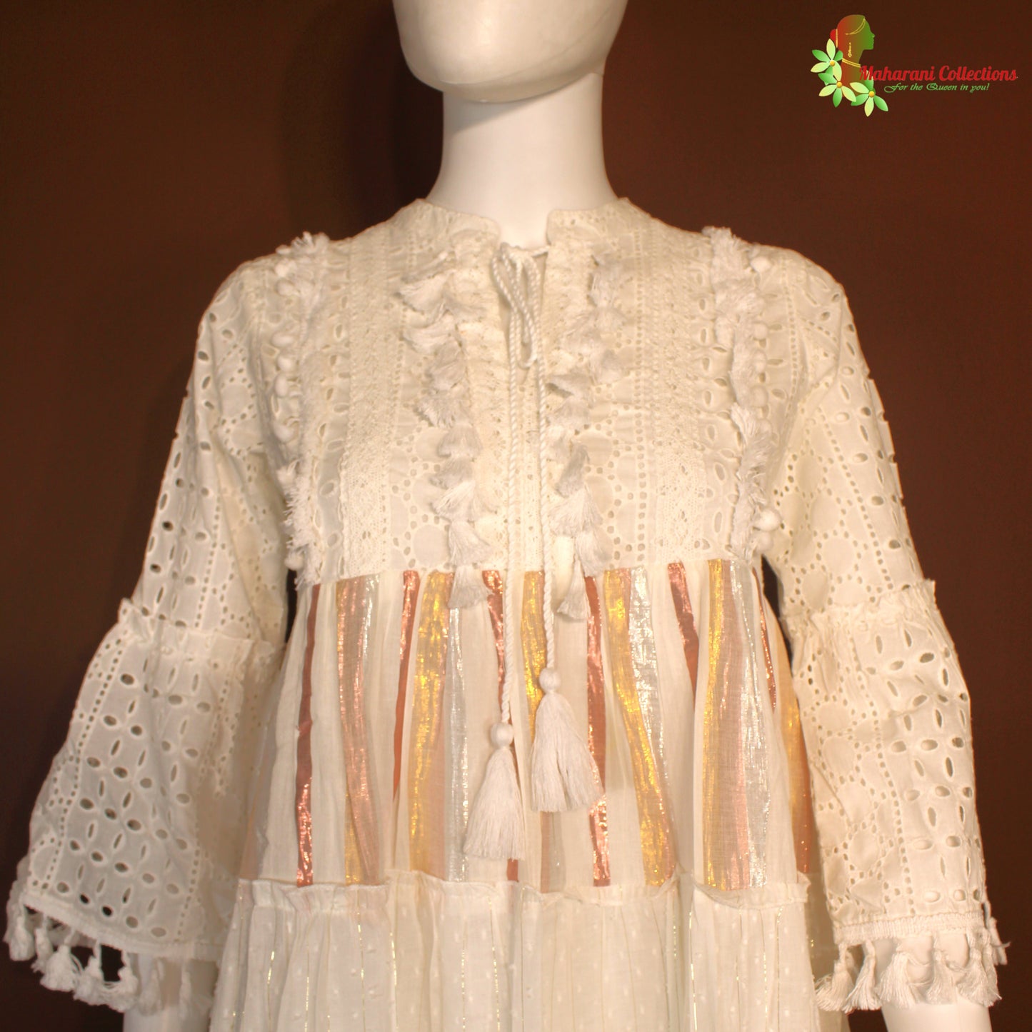 Maharani's Short Dress - Soft cotton - White (M)
