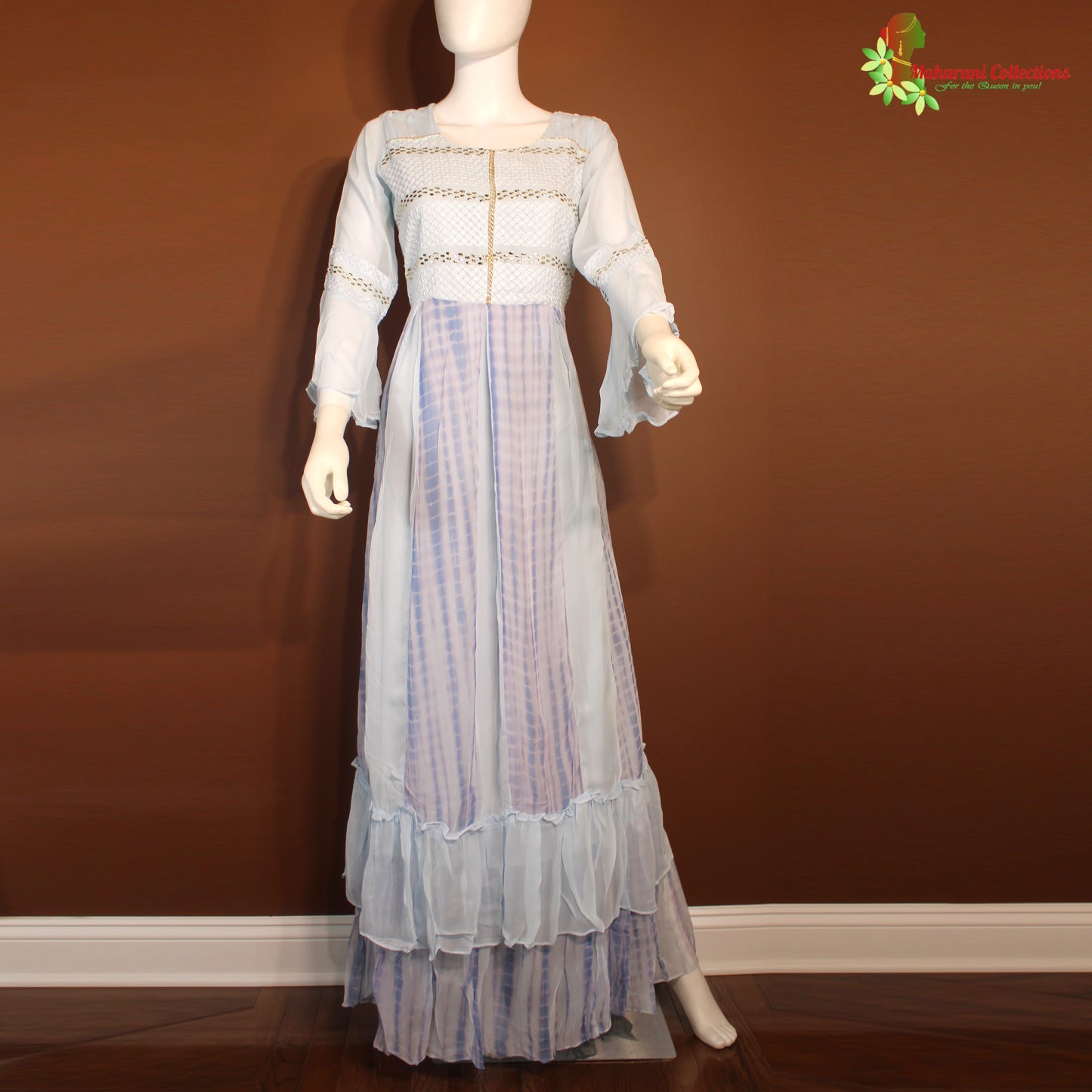 Maharani's Long Dress - Georgette - Sky Blue (S)
