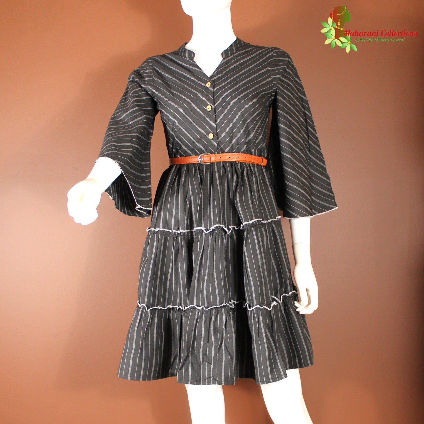 Maharani's Short Dress - pure cotton - Black (S)