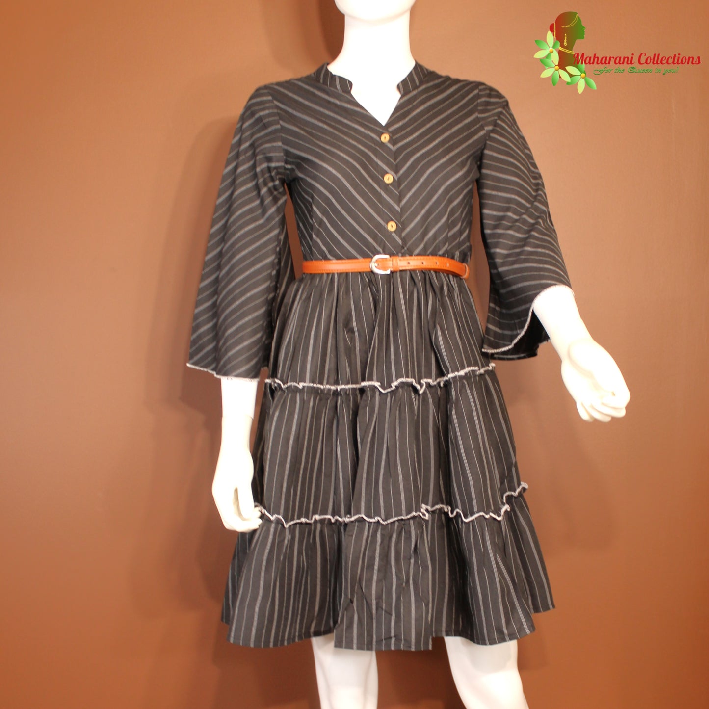 Maharani's Short Dress - pure cotton - Black (S)