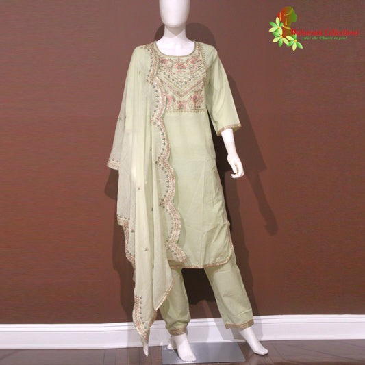 Maharani's Pant Suit - Cotton Silk - Pista Green (S, L)