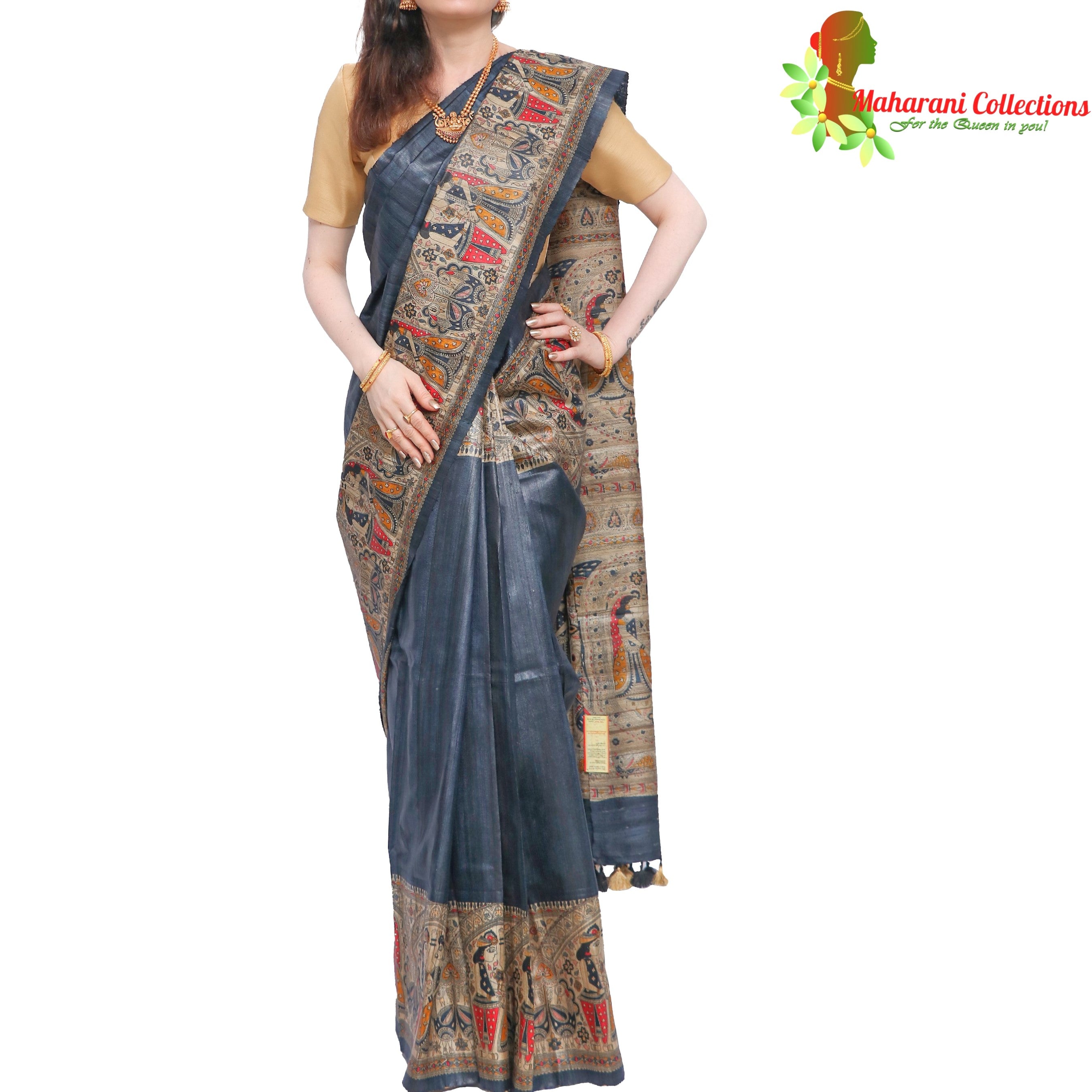 Bhagalpuri Handloom Pure Tussar Silk Saree – EthnicAlive