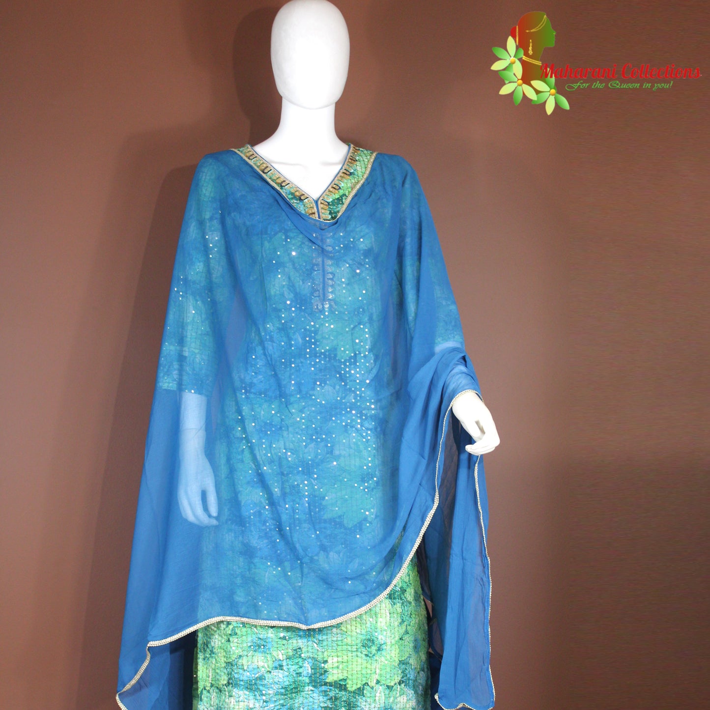 Maharani's Pant suit - Soft Cotton - Turquoise Blue (S, M)