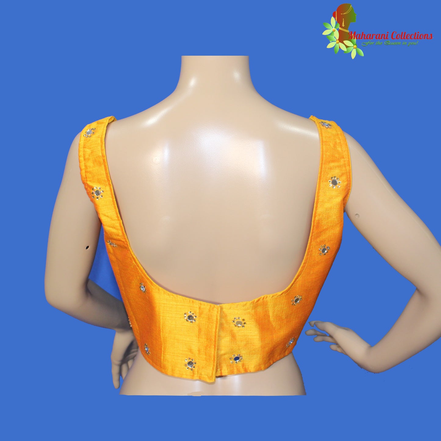 Maharani's Linen Silk Padded Sleeveless Blouse - Yellow