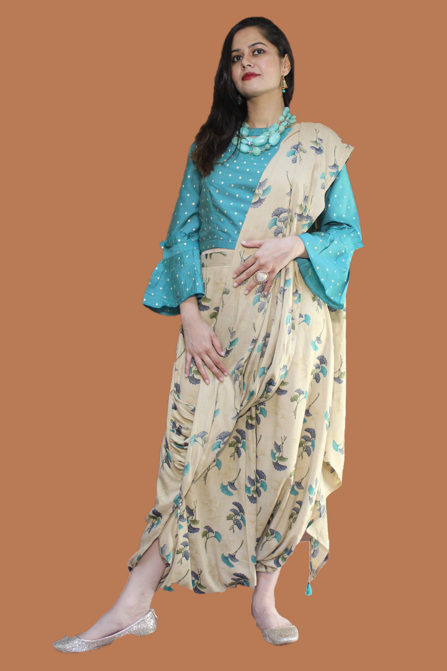 Indo-Western Cotton Dhoti-Top (L)