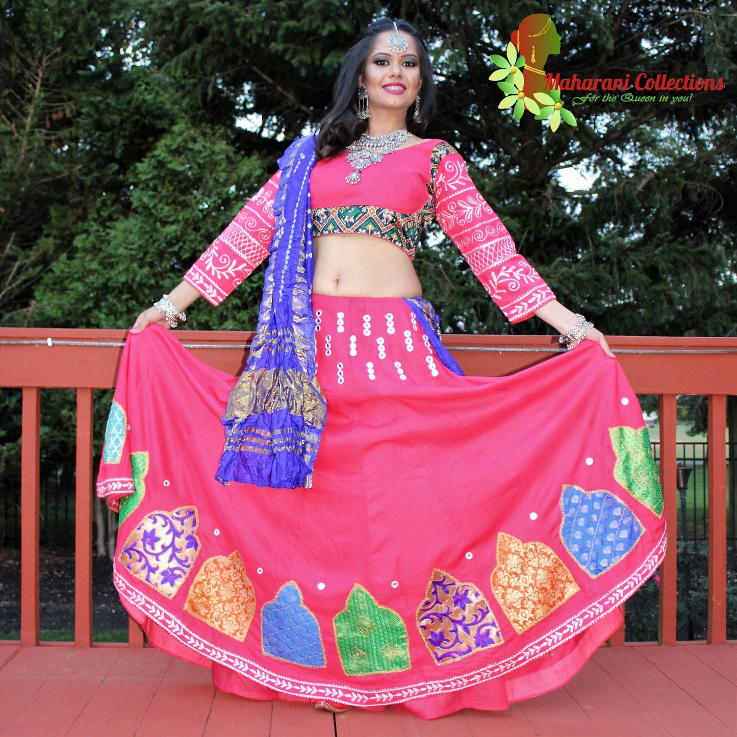 Maharani's Festive Chania Choli with Dupatta - Pink (M)