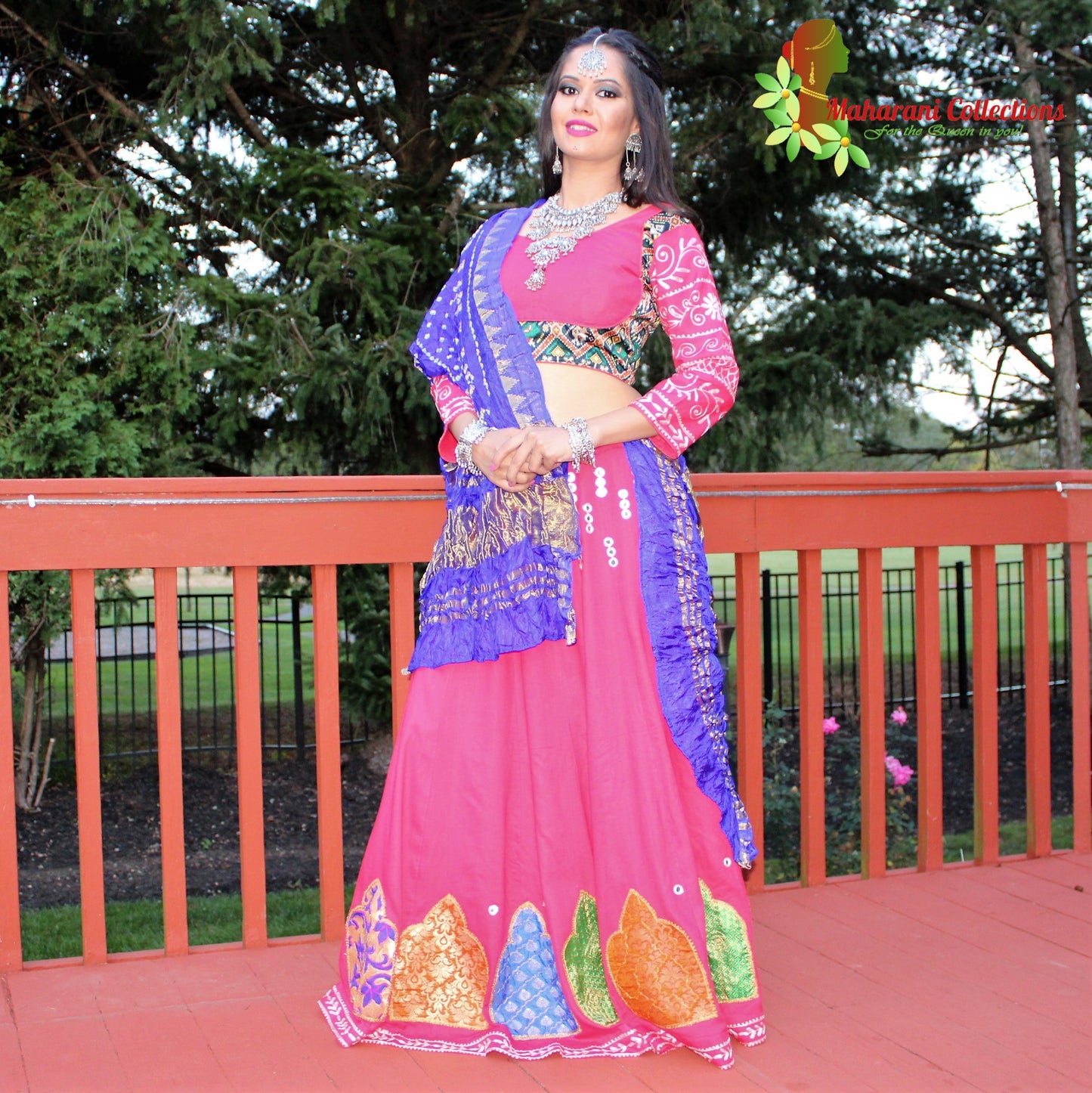Maharani's Festive Chania Choli with Dupatta - Pink (M)