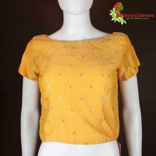 Maharani's Banarasi Silk Long Blouse - Yellow