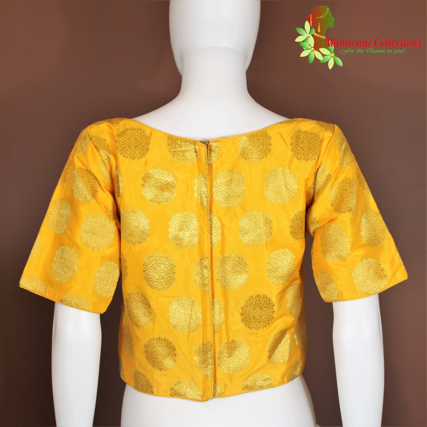 Maharani's Banarasi Silk Long Blouse - Yellow