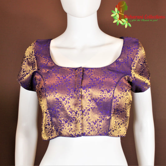 Maharani's Banarasi Silk Golden Zari Blouse - Purple