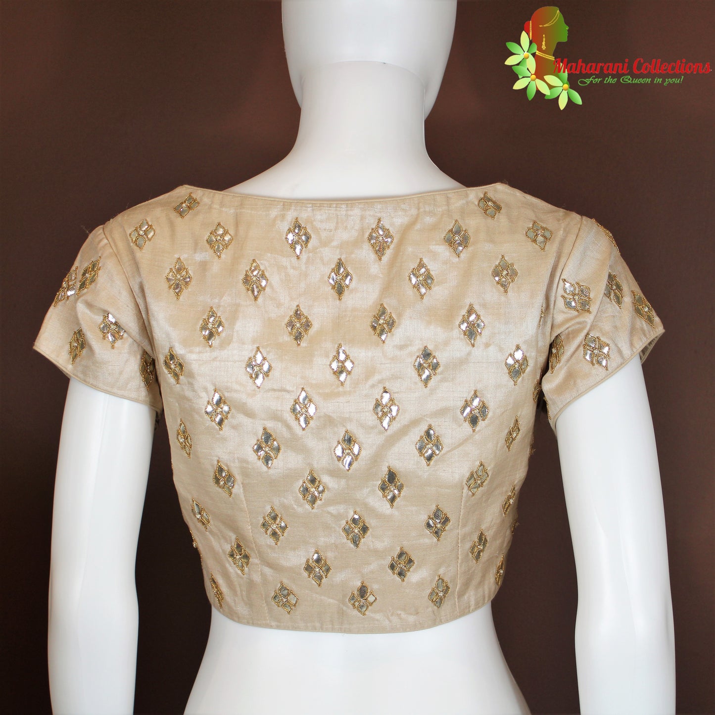 Maharani's Banarasi Silk Designer Blouse - Beige