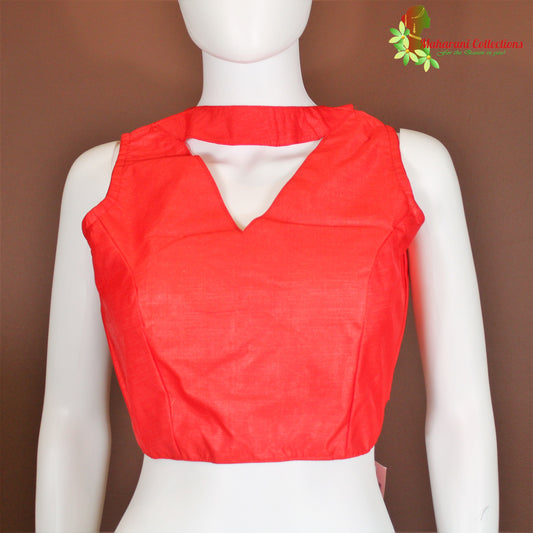 Maharani's Linen Silk Designer Blouse - Red
