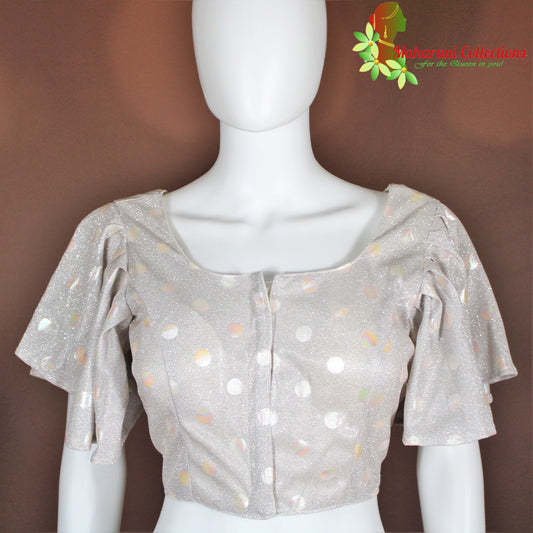 Maharani's Designer Lycra Blouse - Glittering Cream