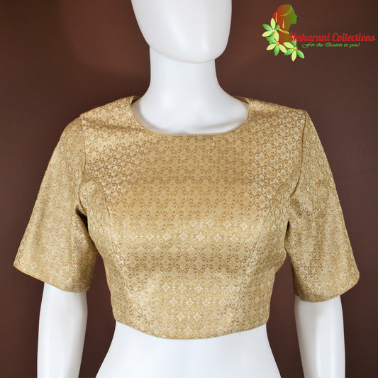 Maharani's Banarasi Silk Golden Zari Blouse - Golden