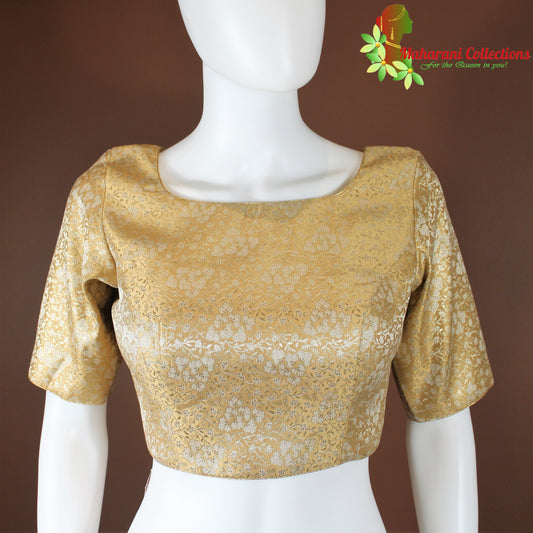 Maharani's Banarasi Silk Golden Zari Blouse - Golden