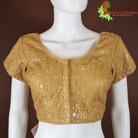 Maharani's Banarasi Silk Net Blouse - Golden