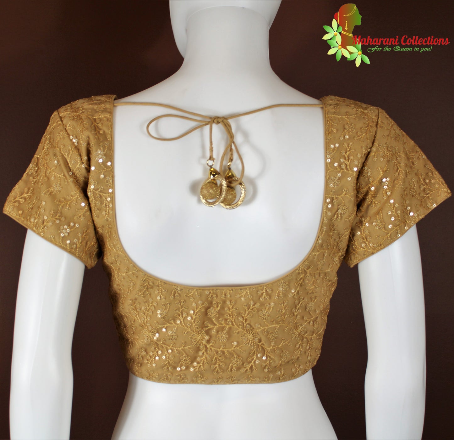 Maharani's Banarasi Silk Net Blouse - Golden
