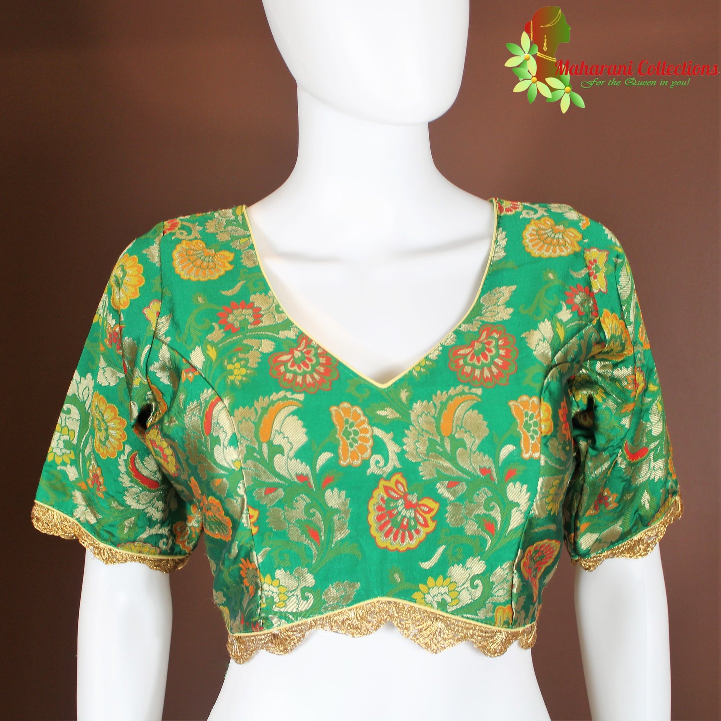 Maharani's Banarasi Silk Brocade Blouse - Green
