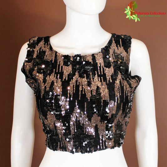 Maharani's Sequins Work Designer Blouse - Black