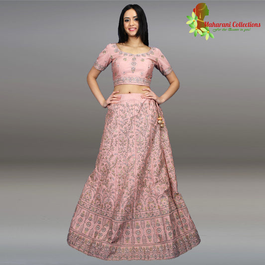 Maharani's Designer Net-Silk Lehenga - Light Purple with Zari, Sequins and Mirror Embroidery