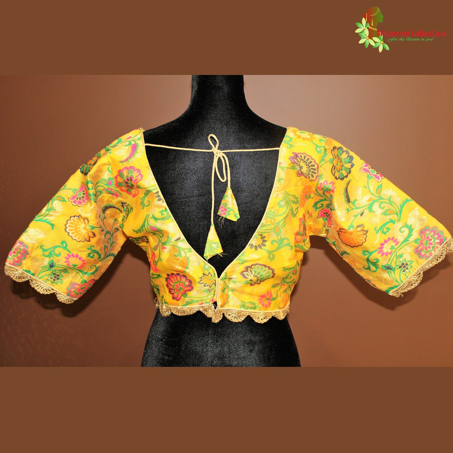 Maharani's Banarasi Silk Brocade Blouse - Yellow